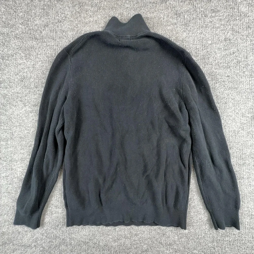 H&M Sweater Mens XL Black 1/4 Zip Mock Neck Cotton Knit Pullover Slim Fit Casual